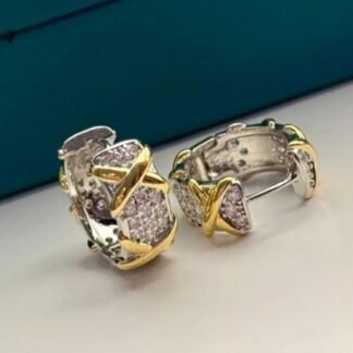 Brinco Argola banho duplo Cravejada