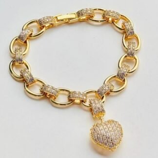 Pulseira Coração cravejado