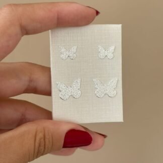 Brinco texturizado borboleta Prata G