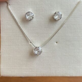 Conjunto ponto de luz Prata Zircônia